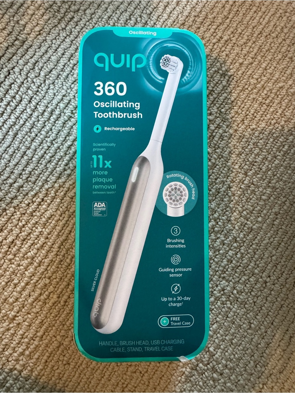 quip 360 Oscillating Rechargeable Toothbrush — Silver